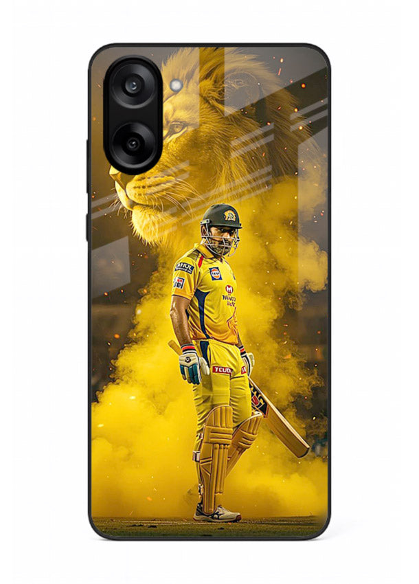 Golden lion and cricketer artwork on glossy tempered glass OnePlus Nord CE5 back cover