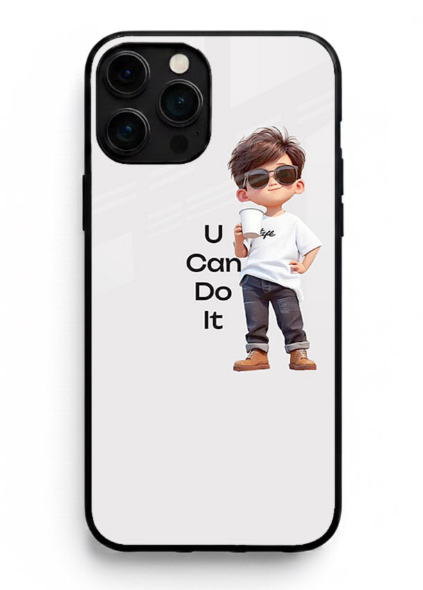 Little Motivator Boy character artwork iphone 11 pro max glass back cover