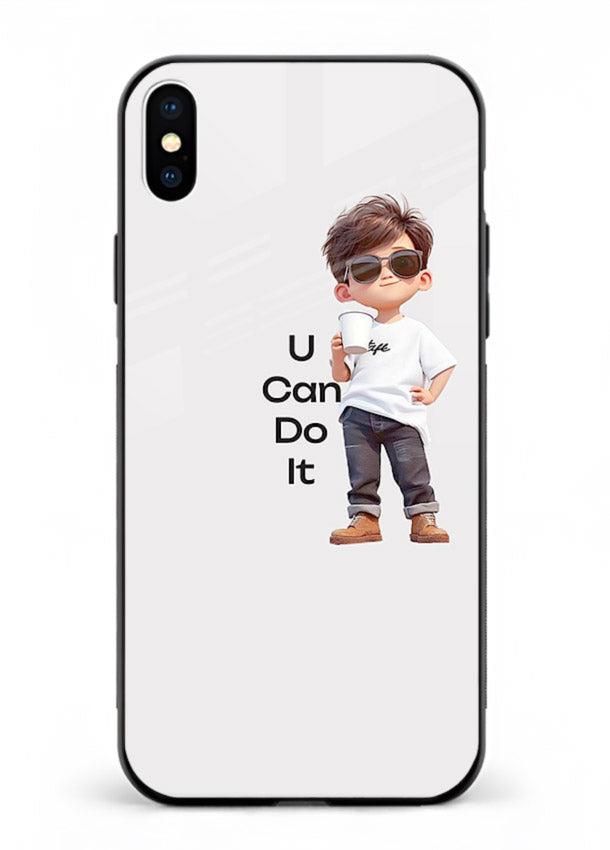 Little Motivator Boy character artwork iphone xs max glass back cover
