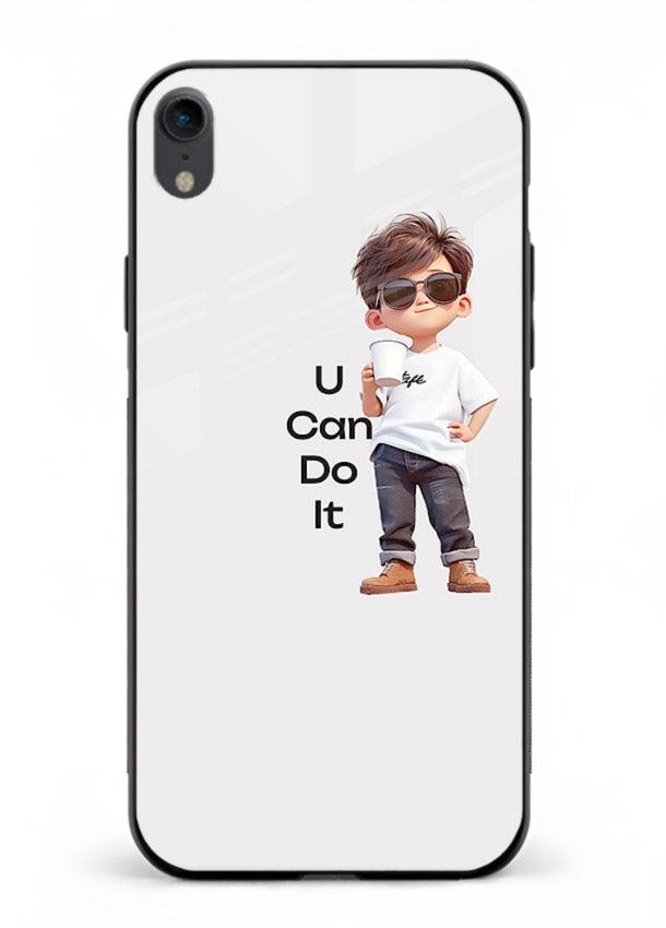 Little Motivator Boy character artwork iphone xr glass back cover