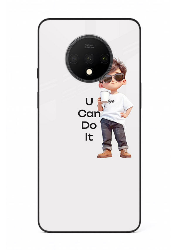 Little Motivator Boy character artwork OnePlus 7T glass back cover