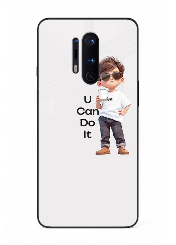 Little Motivator Boy character artwork OnePlus 8 Pro glass back cover