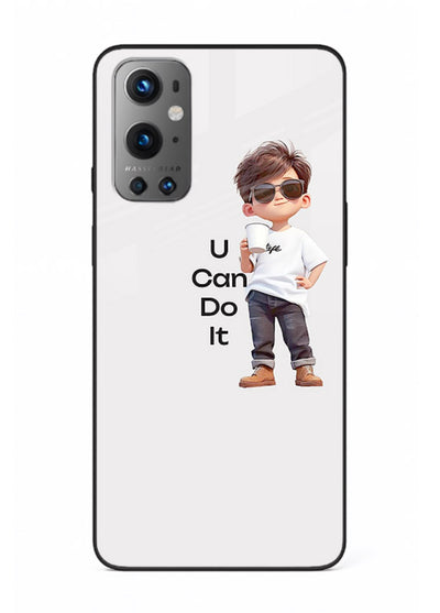 Little Motivator Boy character artwork OnePlus 9 glass back cover