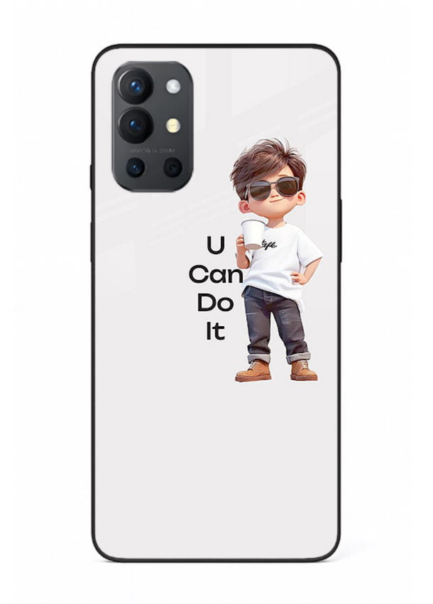 Little Motivator Boy character artwork OnePlus 9R glass back cover