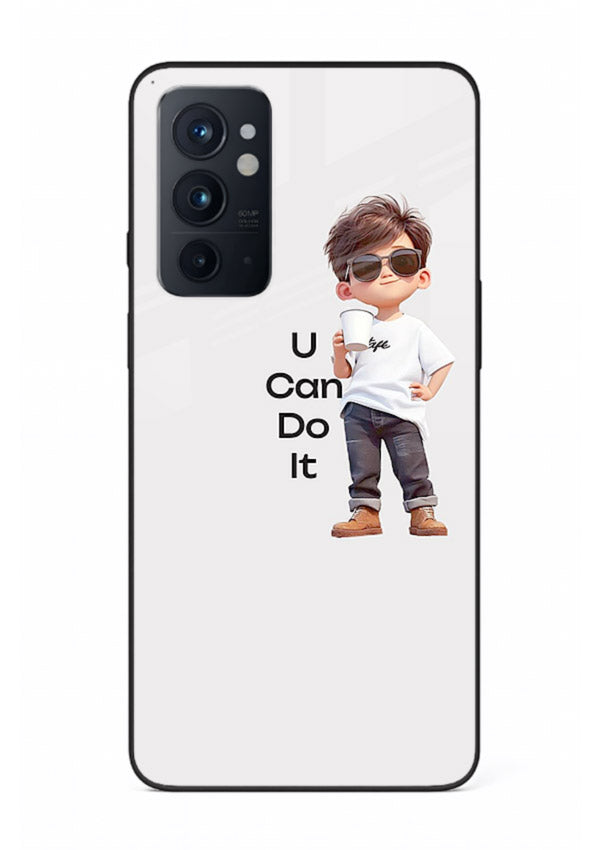 Little Motivator Boy character artwork OnePlus 9RT glass back cover