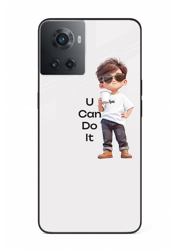 Little Motivator Boy character artwork OnePlus 10R glass back cover
