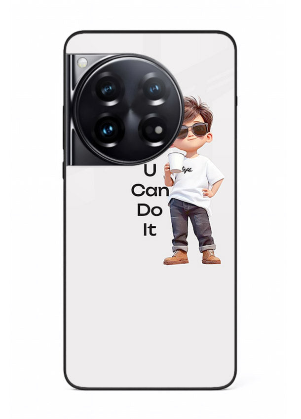 Little Motivator Boy character artwork OnePlus 12 glass back cover