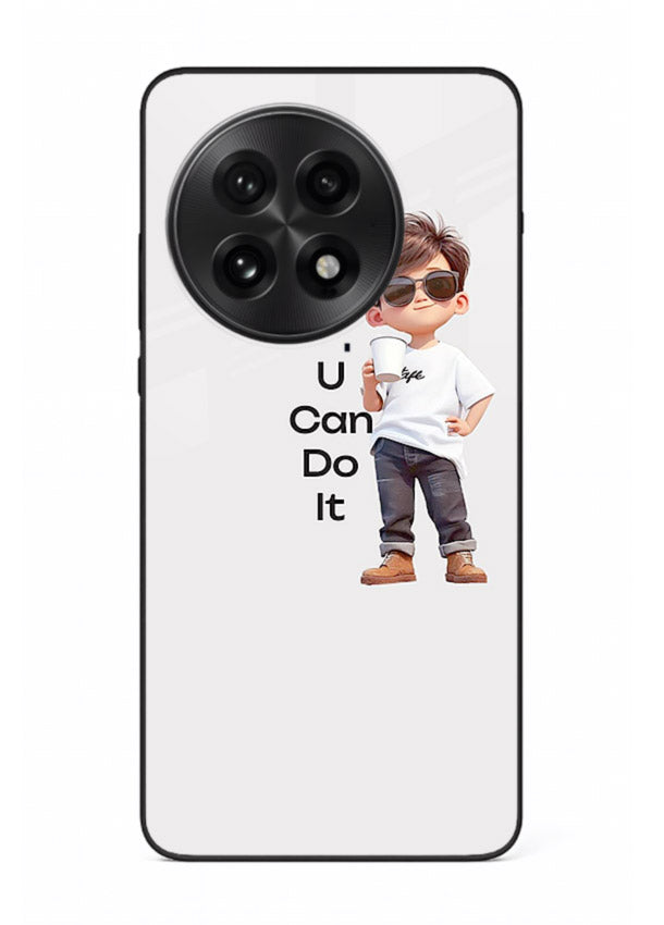 Little Motivator Boy character artwork OnePlus 13 glass back cover