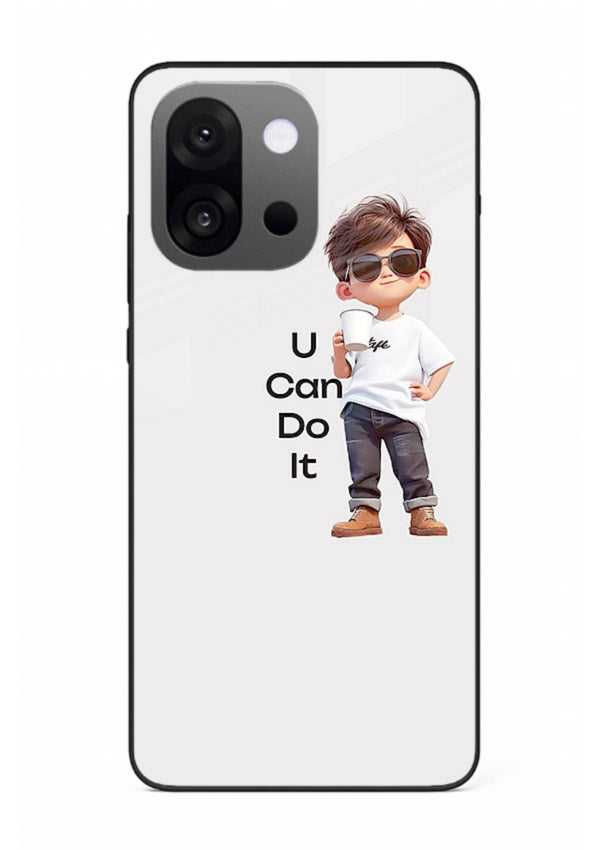 Little Motivator Boy character artwork OnePlus 13s glass back cover