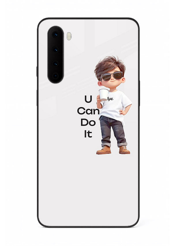 Little Motivator Boy character artwork OnePlus Nord glass back cover