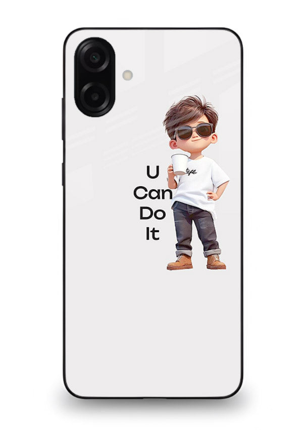 Little Motivator Boy character artwork Samsung A06 5G glass back cover