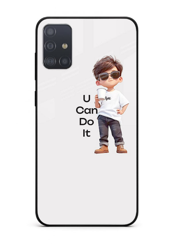 Little Motivator Boy character artwork Samsung A71 glass back cover