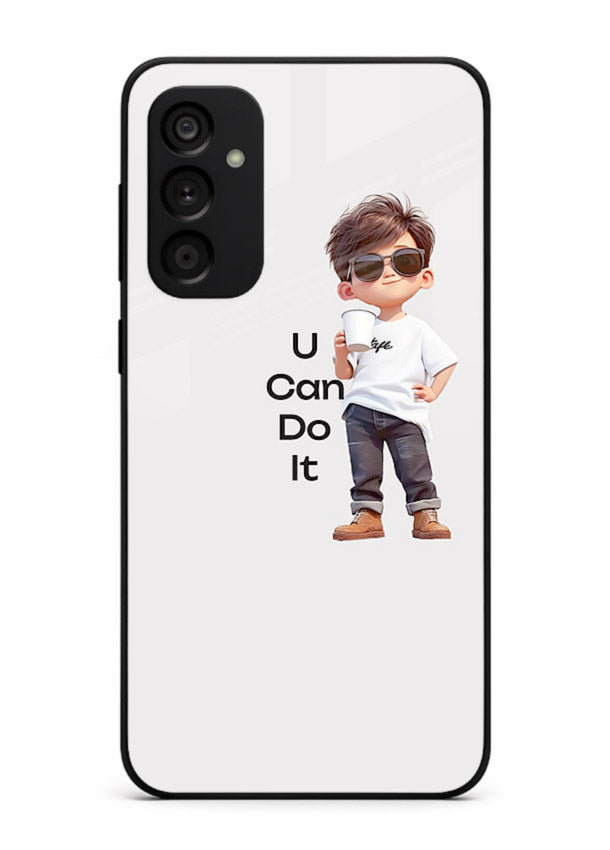 Little Motivator Boy character artwork Samsung M15 5G glass back cover