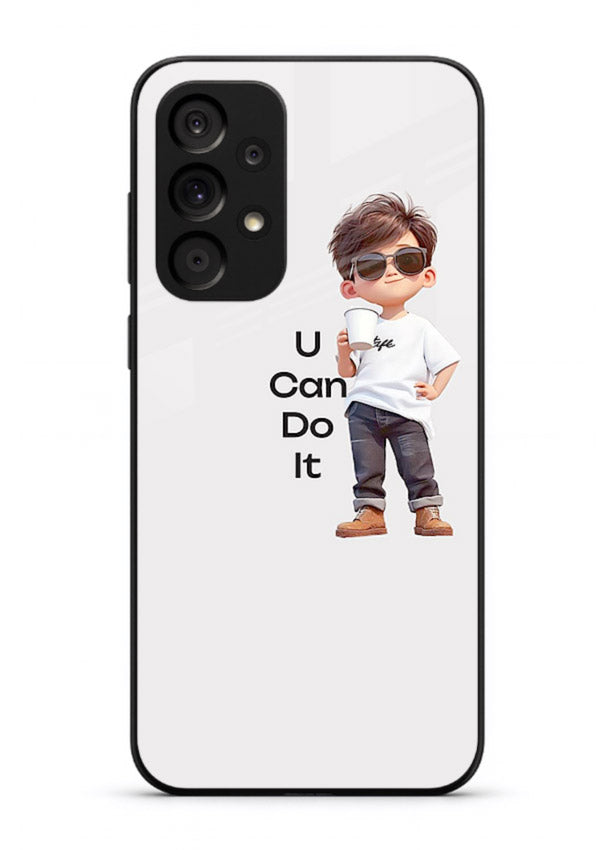 Little Motivator Boy character artwork Samsung A73 5G glass back cover
