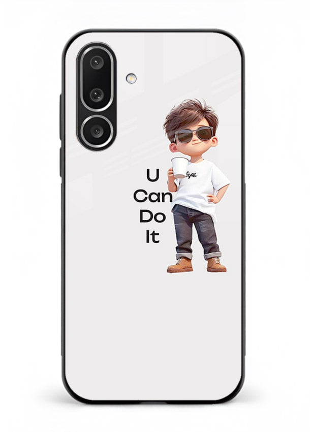 Little Motivator Boy character artwork Samsung M56 5G glass back cover