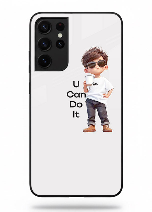 Little Motivator Boy character artwork Samsung S21 Ultra glass back cover