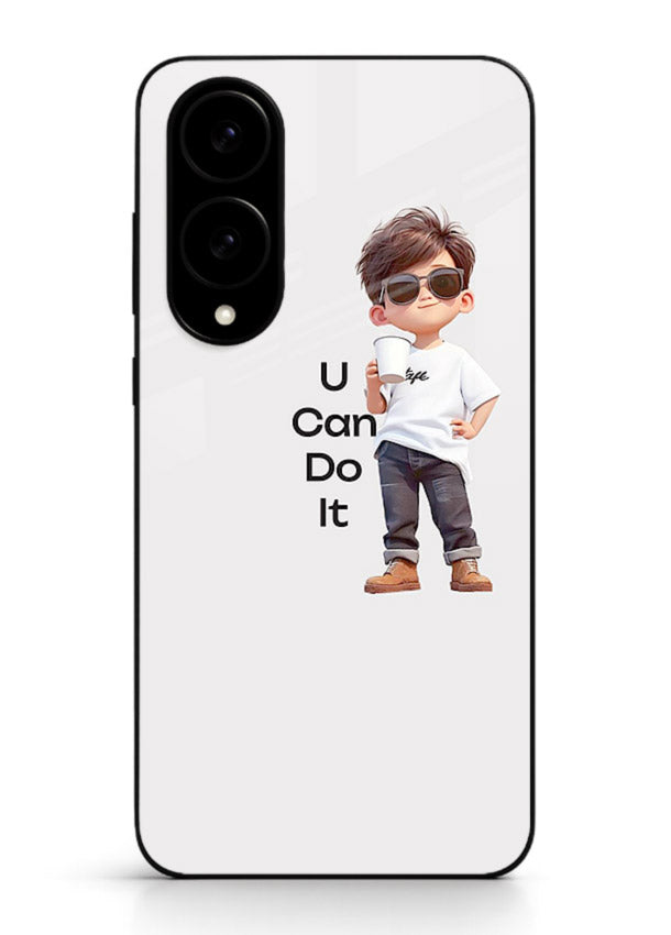 Little Motivator Boy character artwork Samsung S25 Edge glass back cover