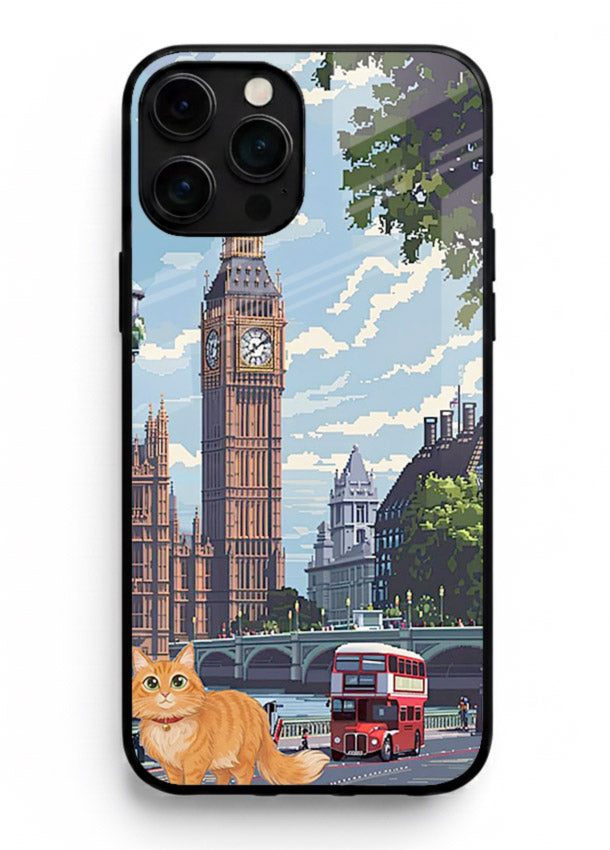 London Cat Street neon cat London artwork iphone 16 pro max glass back cover