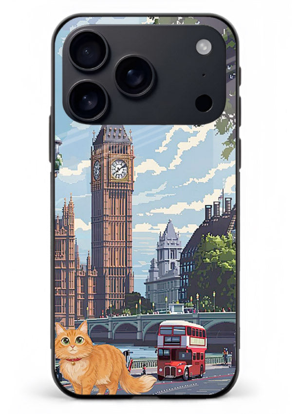 London Cat Street neon cat London artwork iphone 18 pro max glass back cover