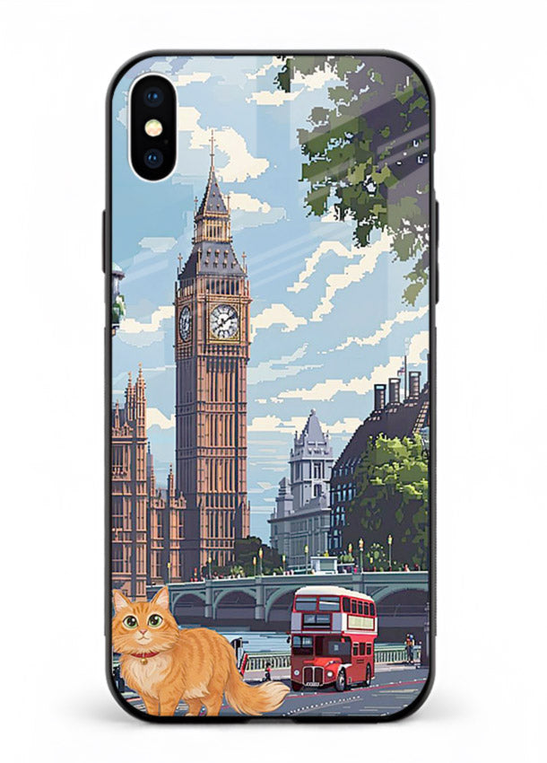London Cat Street neon cat London artwork iphone xs max glass back cover