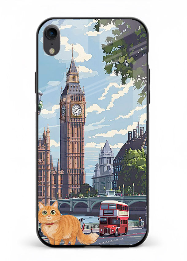 London Cat Street neon cat London artwork iphone xr glass back cover