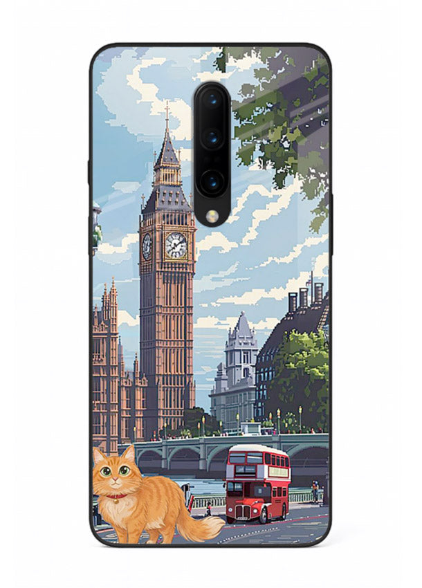 London Cat Street neon cat London artwork OnePlus 7 Pro glass back cover