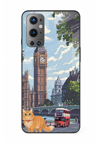 London Cat Street neon cat London artwork OnePlus 9 glass back cover