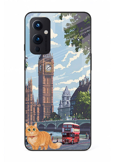 London Cat Street neon cat London artwork OnePlus 9 Pro glass back cover