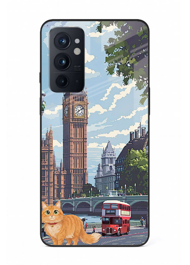 London Cat Street neon cat London artwork OnePlus 9RT glass back cover