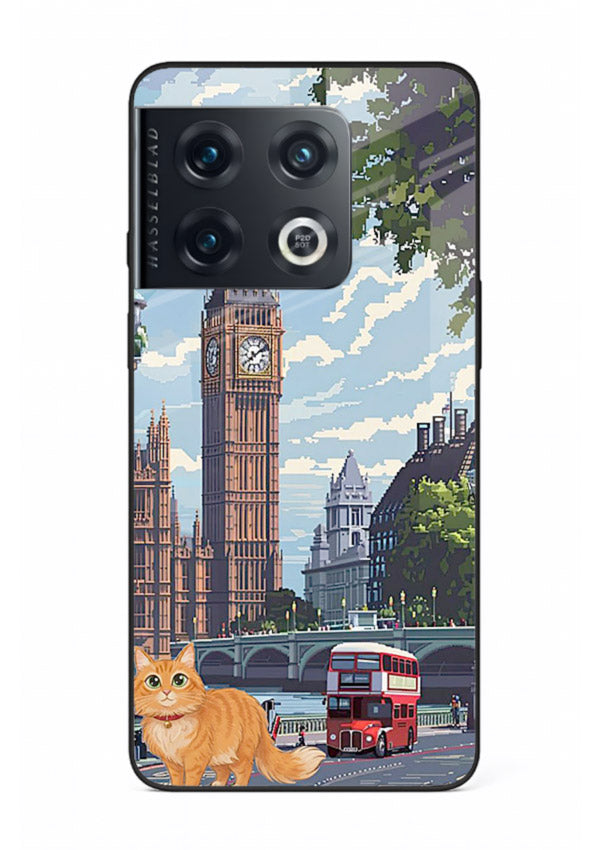 London Cat Street neon cat London artwork OnePlus 10 Pro glass back cover
