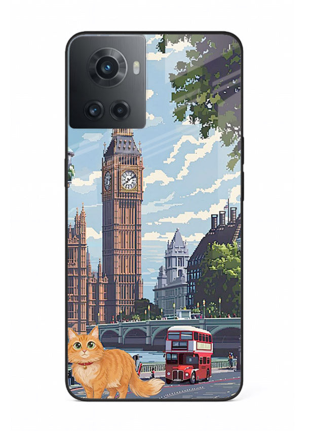 London Cat Street neon cat London artwork OnePlus 10R glass back cover