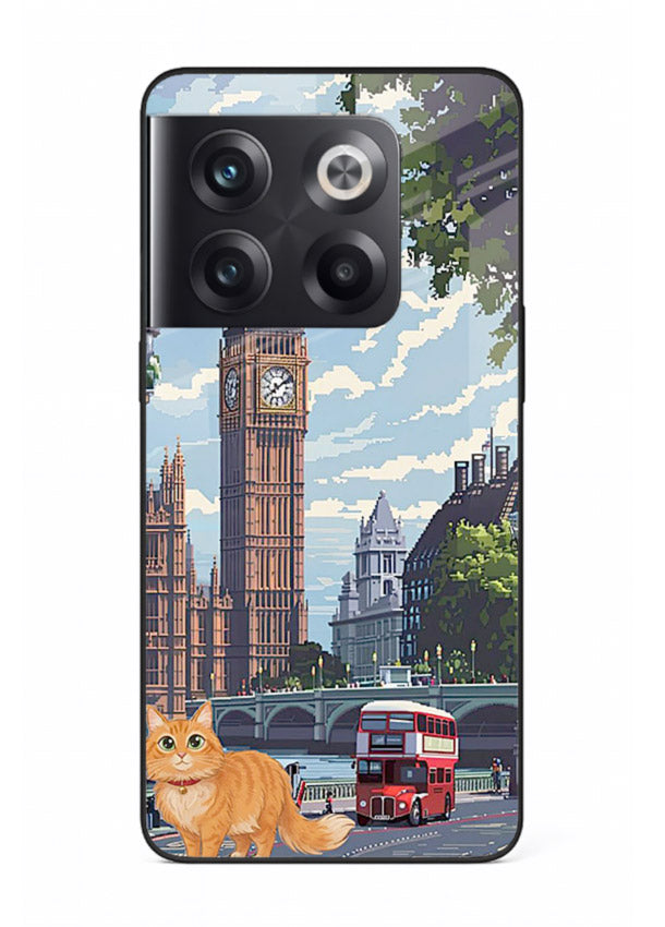 London Cat Street neon cat London artwork OnePlus 10T glass back cover