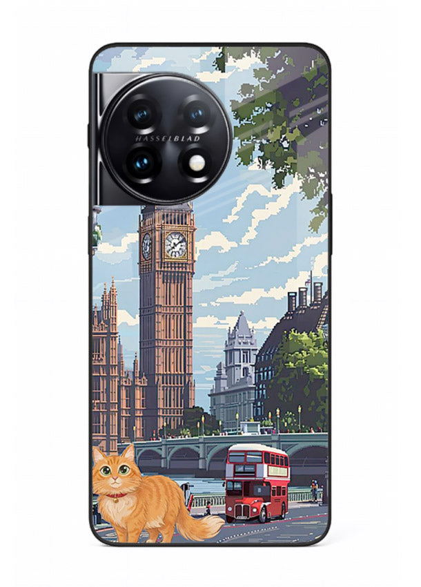 London Cat Street neon cat London artwork OnePlus 11 glass back cover