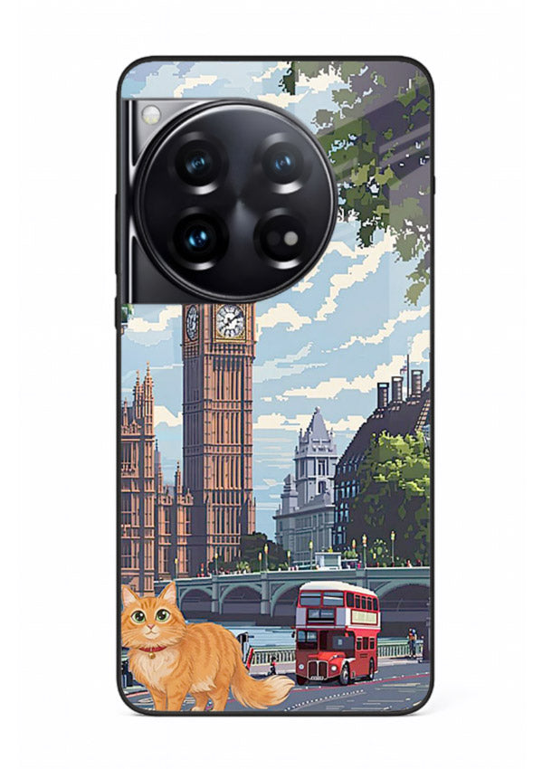 London Cat Street neon cat London artwork OnePlus 12 glass back cover