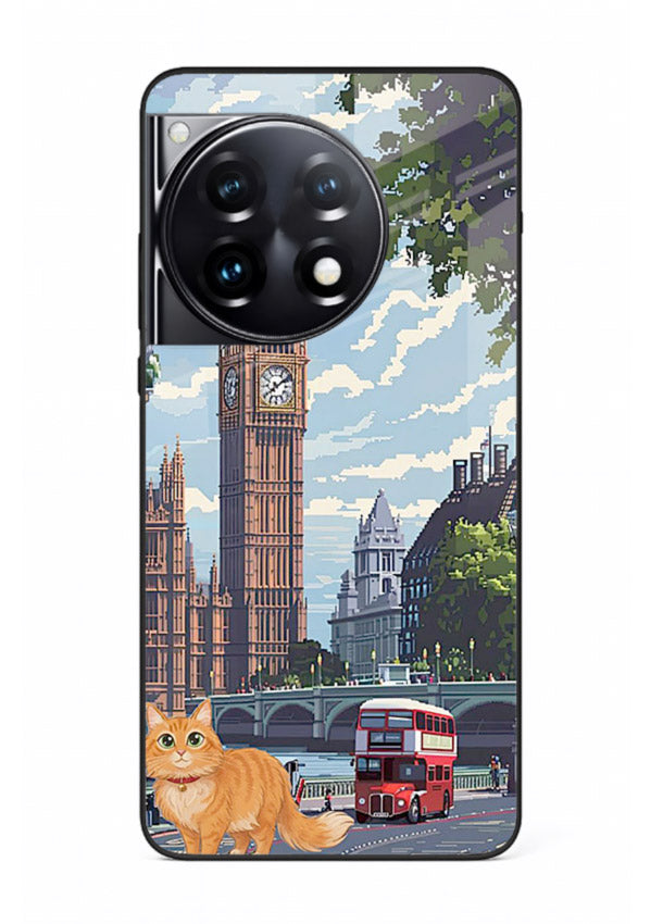London Cat Street neon cat London artwork OnePlus 12R glass back cover