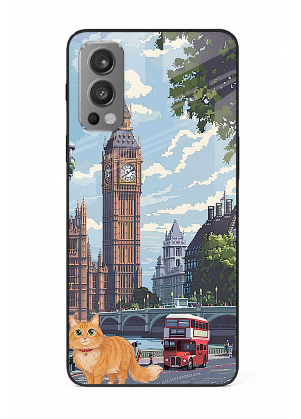 London Cat Street neon cat London artwork OnePlus Nord 2 glass back cover
