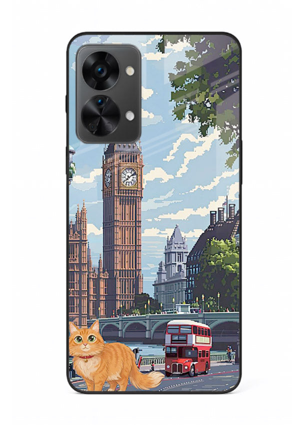 London Cat Street neon cat London artwork OnePlus Nord 2T glass back cover