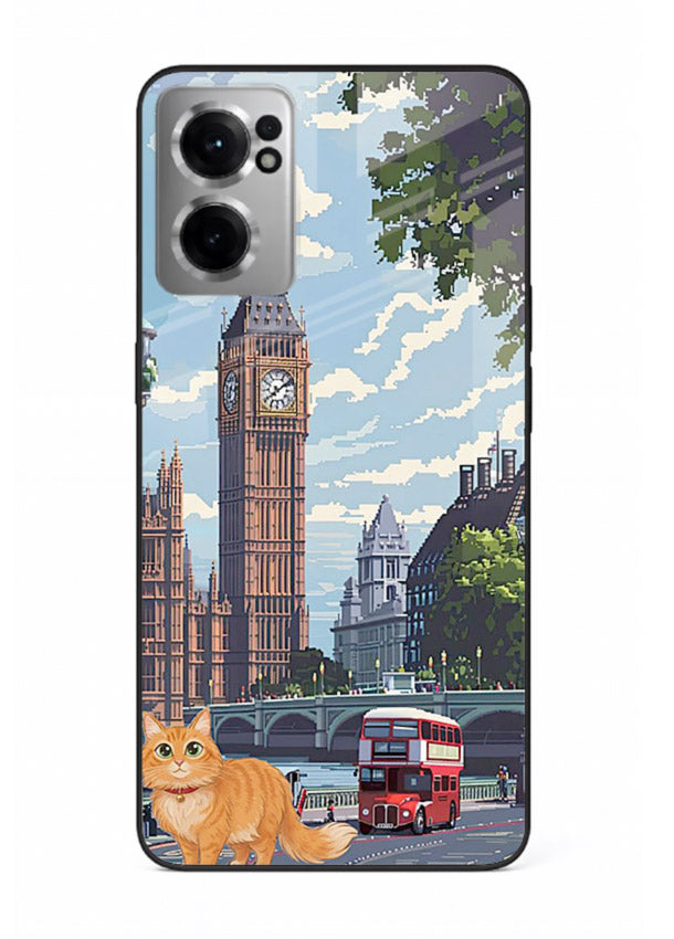 London Cat Street neon cat London artwork OnePlus Nord CE2 5G glass back cover