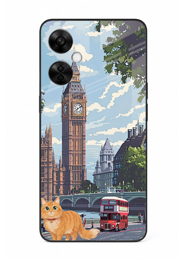 London Cat Street neon cat London artwork OnePlus Nord CE3 Lite glass back cover