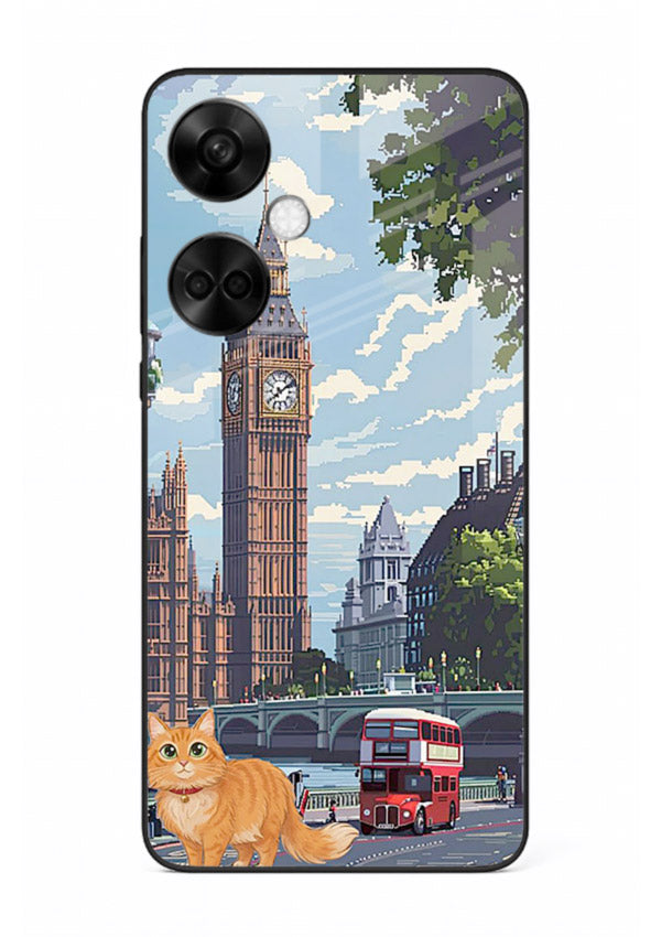 London Cat Street neon cat London artwork OnePlus Nord CE3 glass back cover