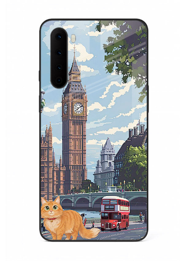 London Cat Street neon cat London artwork OnePlus Nord glass back cover