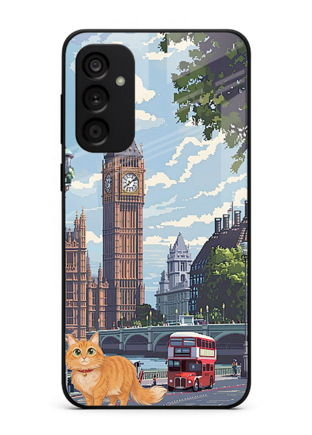 London Cat Street neon cat London artwork Samsung F54 5G glass back cover