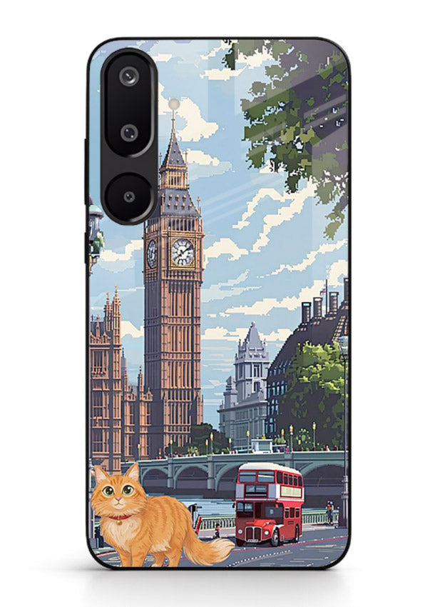 London Cat Street neon cat London artwork Samsung F16 5G glass back cover