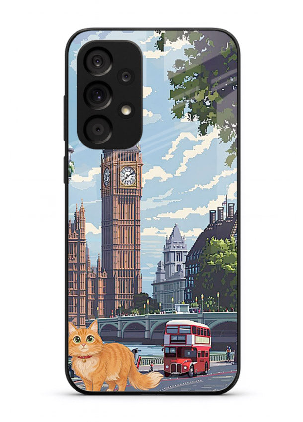 London Cat Street neon cat London artwork Samsung A33 5G glass back cover