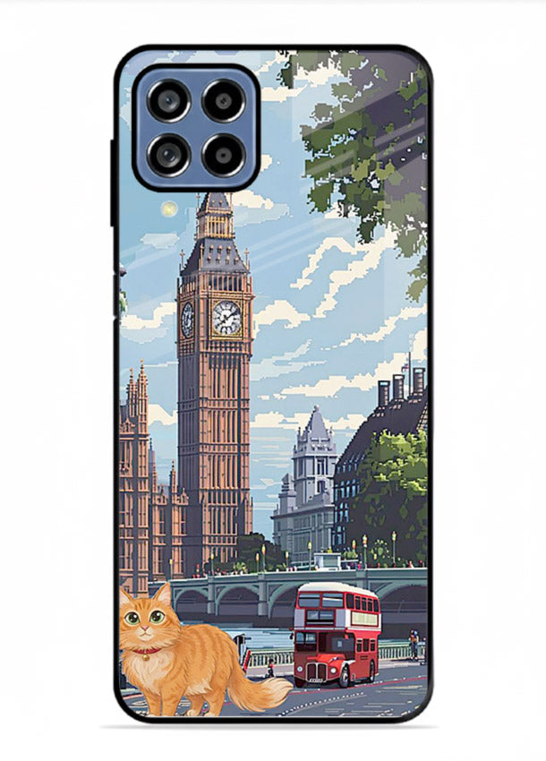 London Cat Street neon cat London artwork Samsung F62 glass back cover