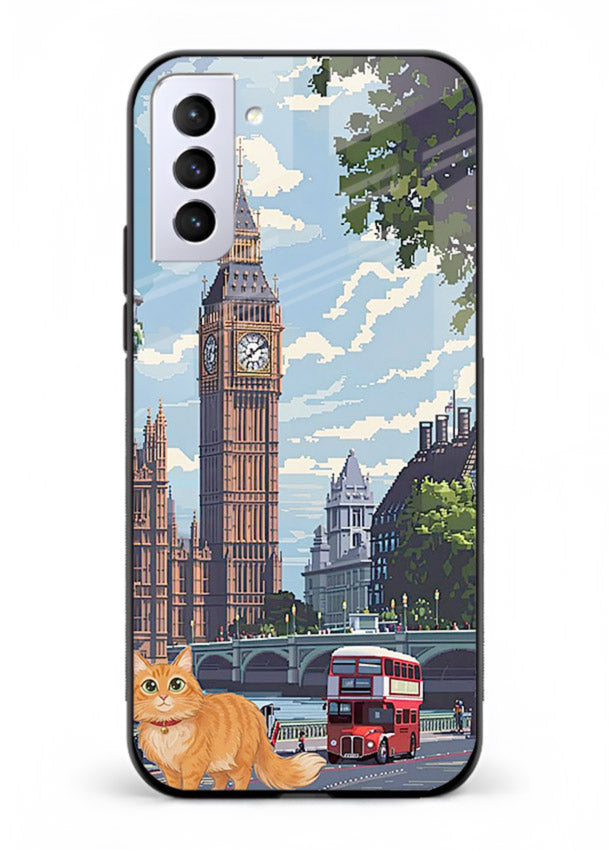 London Cat Street neon cat London artwork Samsung S21 FE glass back cover