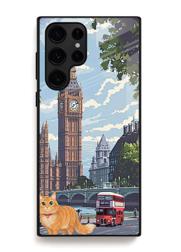 London Cat Street neon cat London artwork Samsung S25 Ultra glass back cover