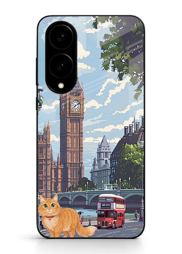 London Cat Street neon cat London artwork Samsung S25 Edge glass back cover