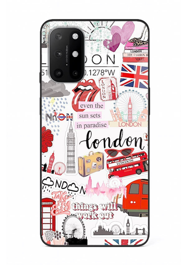 London Icons Stickerbomb collage artwork OnePlus 8T glass back cover