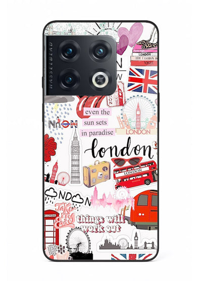 London Icons Stickerbomb collage artwork OnePlus 10 Pro glass back cover